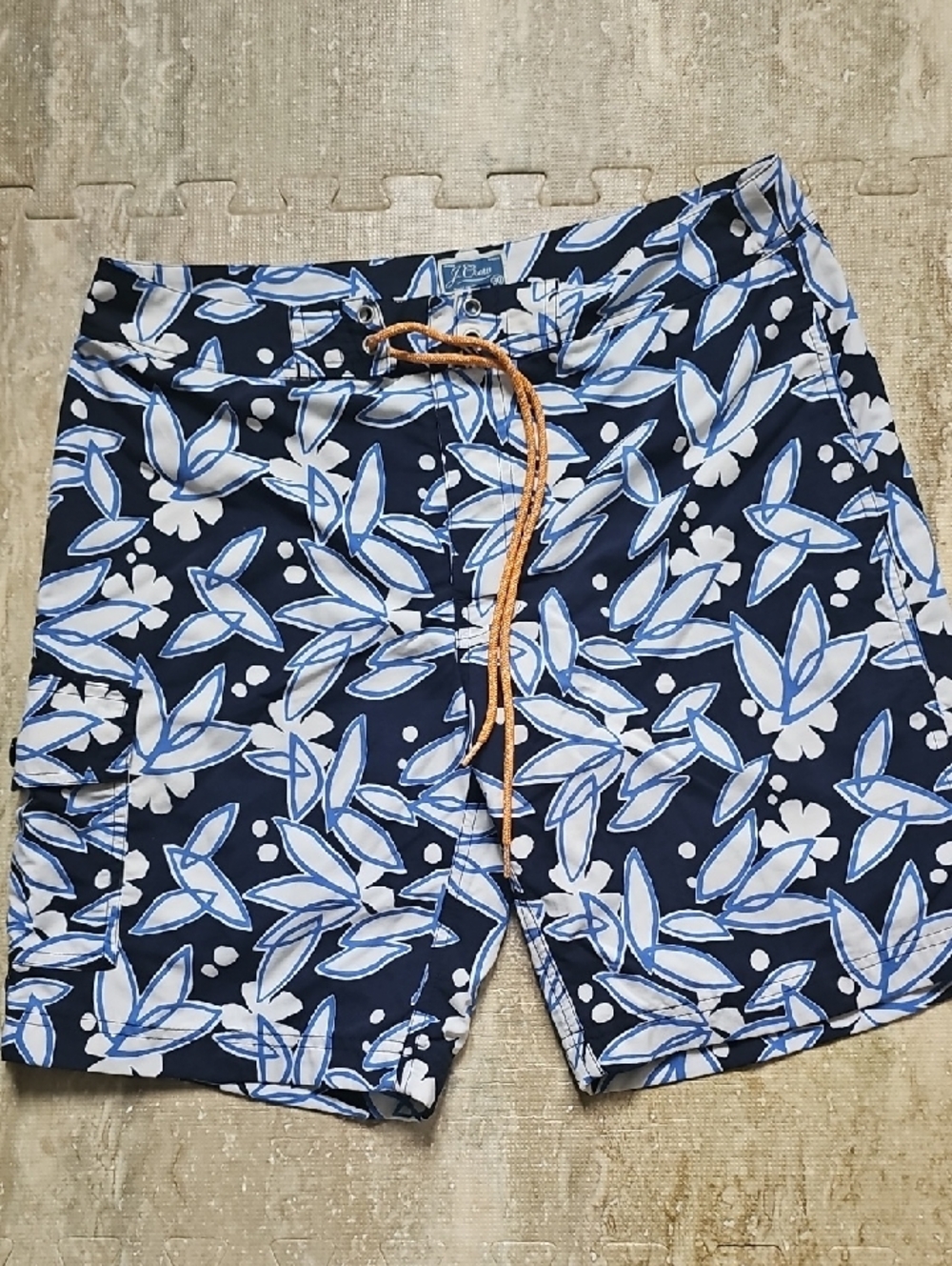 J. Crew Navy Blue Floral Swim Board Shorts
